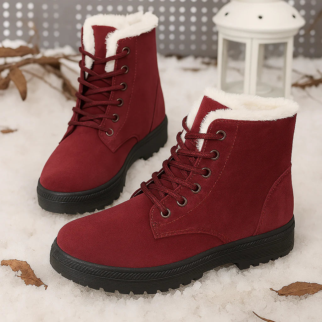 Rose - Bottes Neige Hiver Femmes Lacets