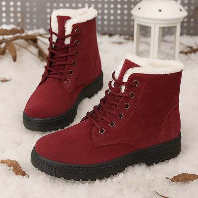Rose - Bottes Neige Hiver Femmes Lacets