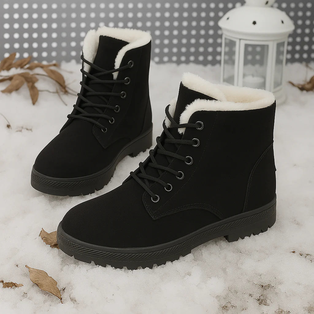 Rose - Bottes Neige Hiver Femmes Lacets