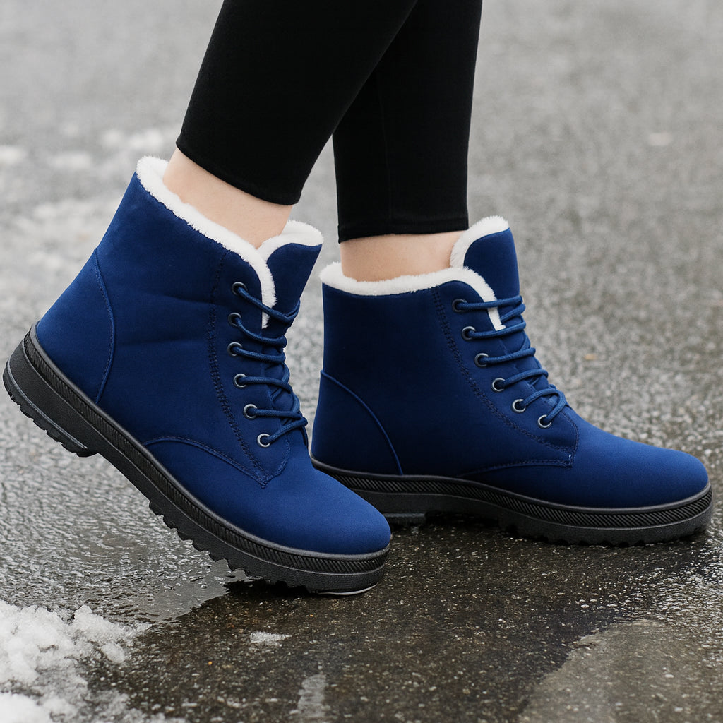 Rose - Bottes Neige Hiver Femmes Lacets