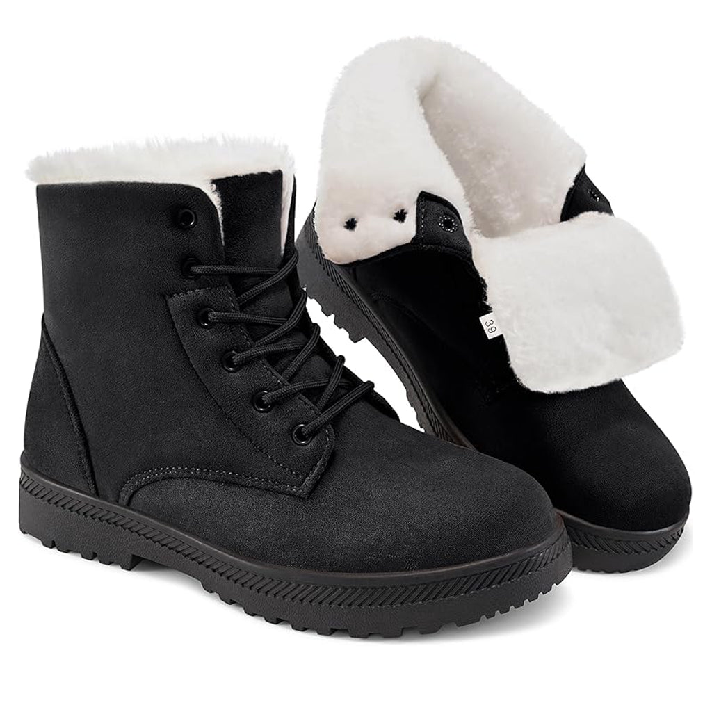 Rose - Bottes Neige Hiver Femmes Lacets