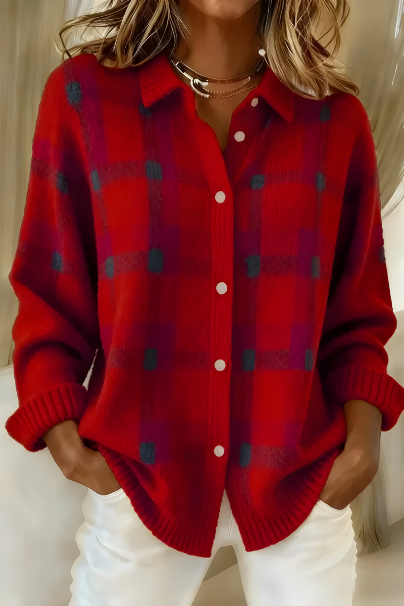 Sabrina™ | Veste en Maille à Carreaux