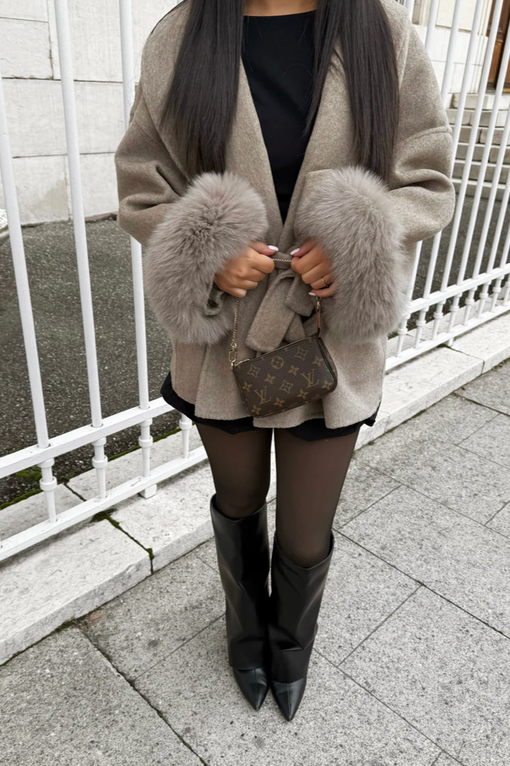 Aurelia™  | Manteau en Laine avec Fourrure