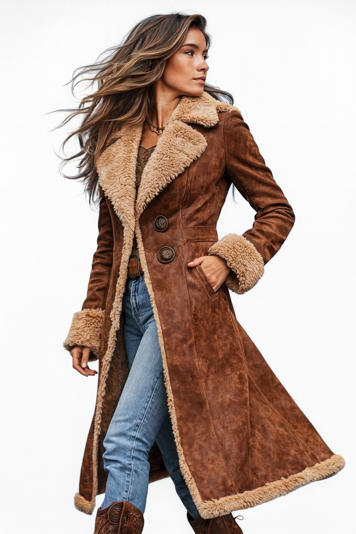 Kyle™ | Manteau Long d'Inspiration Vintage avec Fausse Fourrure