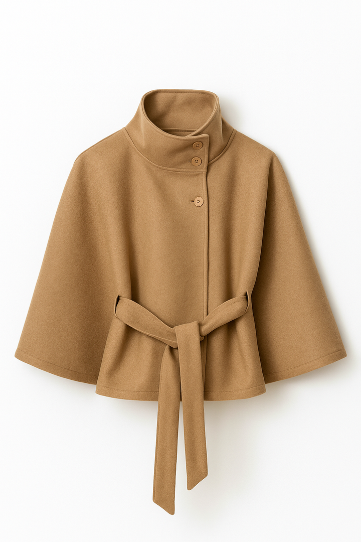 Chloe™ | Veste Cape à Col Montant avec Ceinture