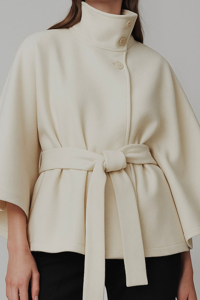 Chloe™ | Veste Cape à Col Montant avec Ceinture