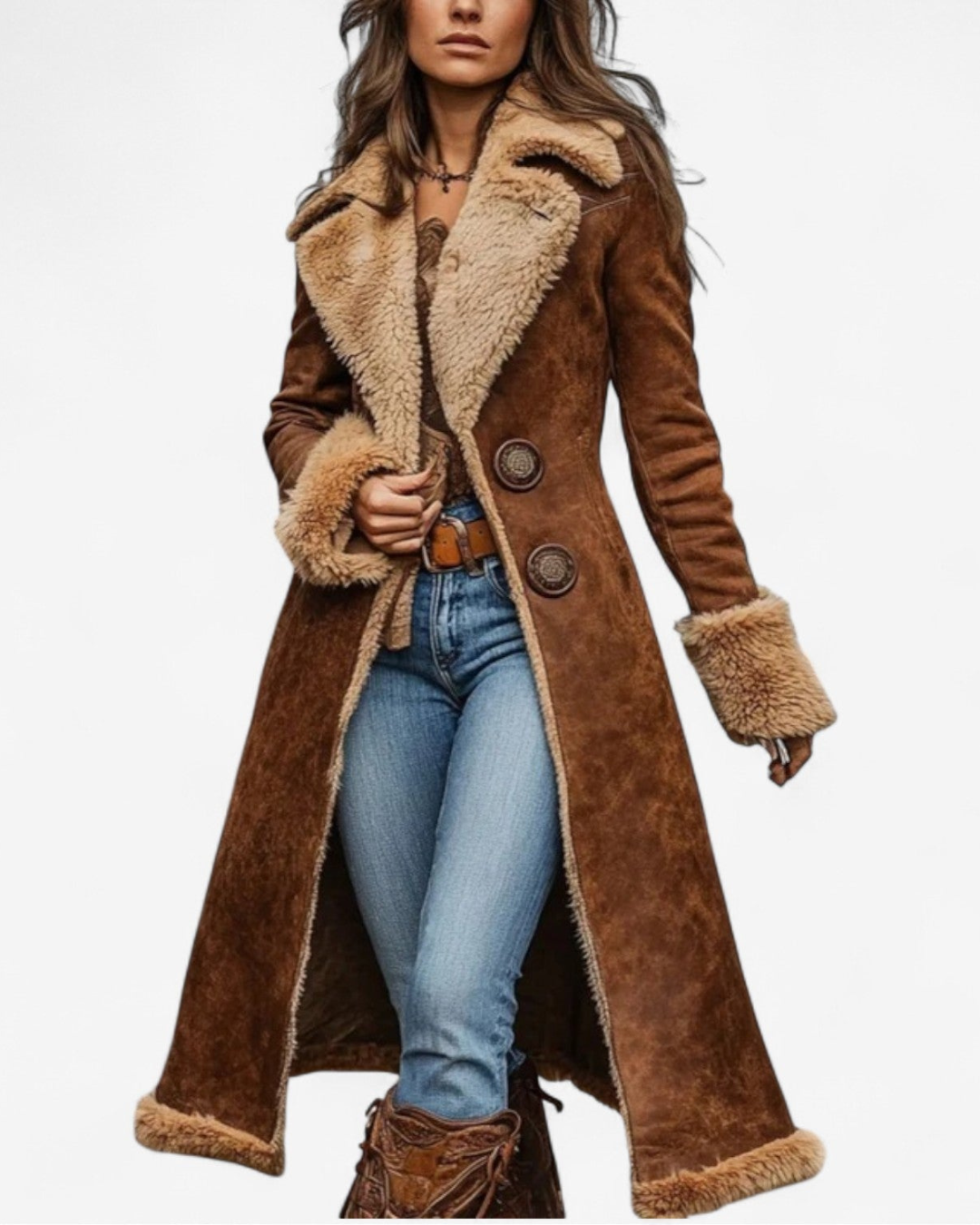 Kyle™ | Manteau Long d'Inspiration Vintage avec Fausse Fourrure