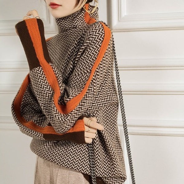 Lucía™ – Pull col à rayures contrastées