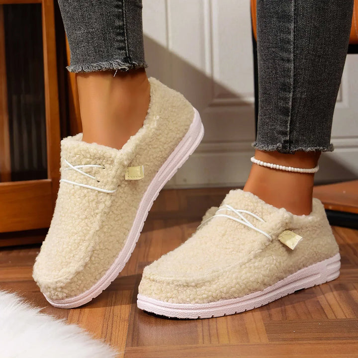 Women's Casual Cotton Slip-On Shoes Warm Flat Bottom Low-Top Loafers Fall New Style Comfortable Cozy Footwear round Toe