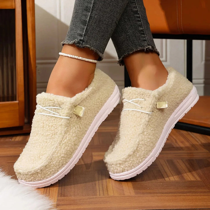 Women's Casual Cotton Slip-On Shoes Warm Flat Bottom Low-Top Loafers Fall New Style Comfortable Cozy Footwear round Toe