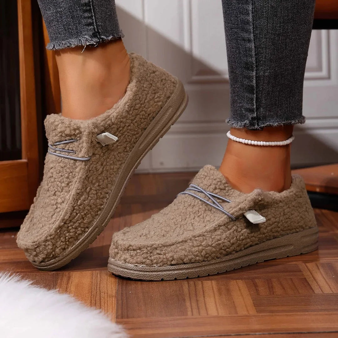 Women's Casual Cotton Slip-On Shoes Warm Flat Bottom Low-Top Loafers Fall New Style Comfortable Cozy Footwear round Toe