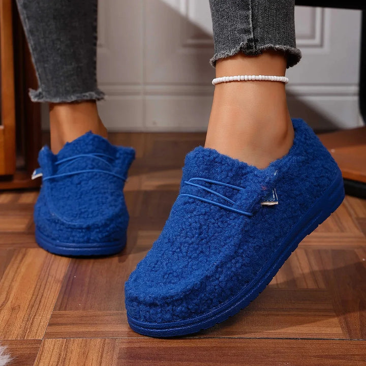 Women's Casual Cotton Slip-On Shoes Warm Flat Bottom Low-Top Loafers Fall New Style Comfortable Cozy Footwear round Toe