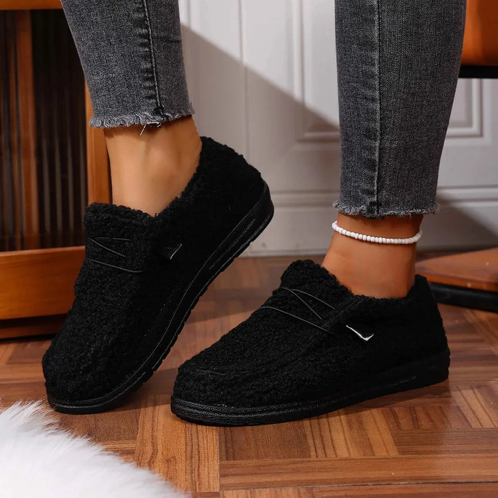 Women's Casual Cotton Slip-On Shoes Warm Flat Bottom Low-Top Loafers Fall New Style Comfortable Cozy Footwear round Toe