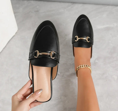 Camille - Mocassins Mules Noirs Chic