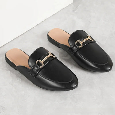 Camille - Mocassins Mules Noirs Chic
