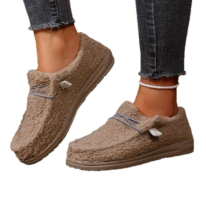 Women's Casual Cotton Slip-On Shoes Warm Flat Bottom Low-Top Loafers Fall New Style Comfortable Cozy Footwear round Toe