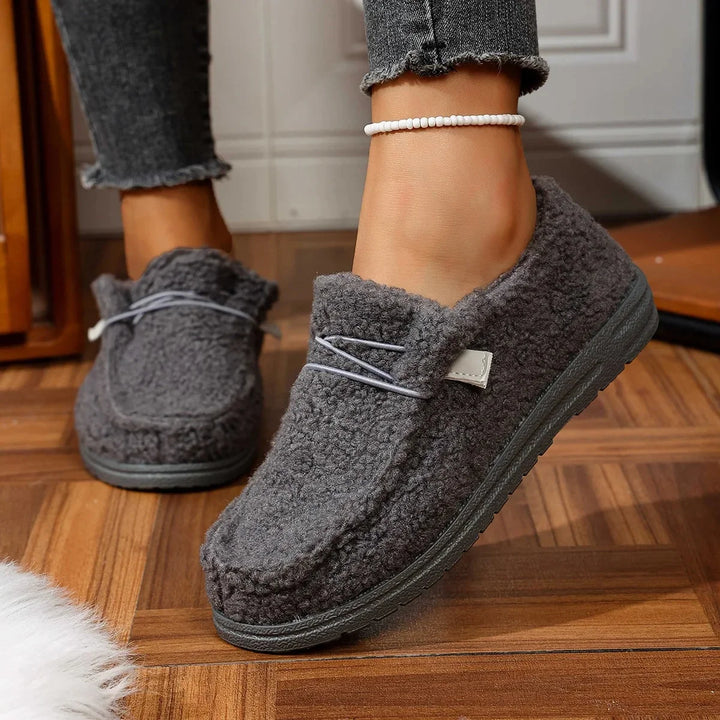 Women's Casual Cotton Slip-On Shoes Warm Flat Bottom Low-Top Loafers Fall New Style Comfortable Cozy Footwear round Toe