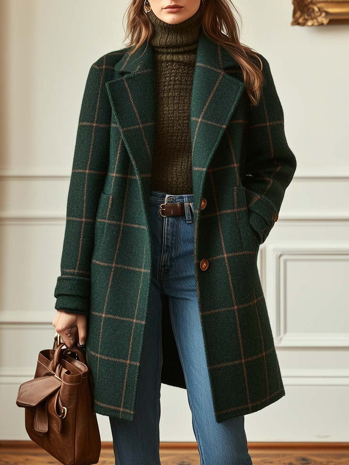 Selena™ | Manteau Élégant en Laine à Carreaux