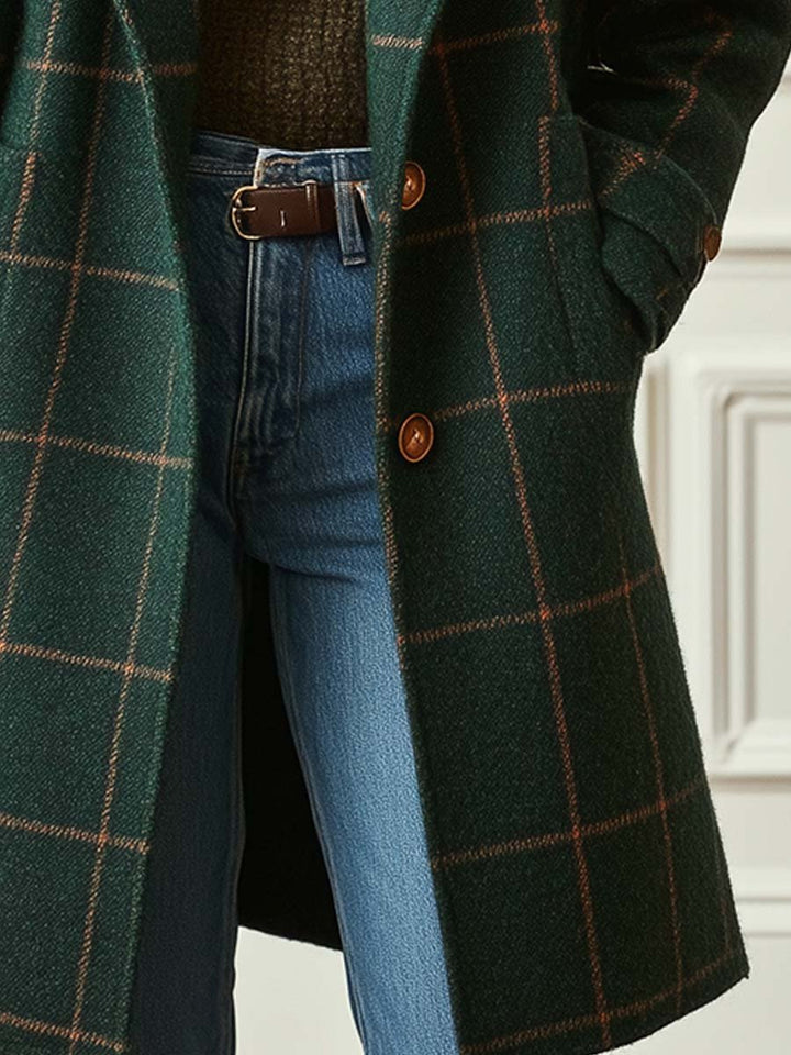 Selena™ | Manteau Élégant en Laine à Carreaux