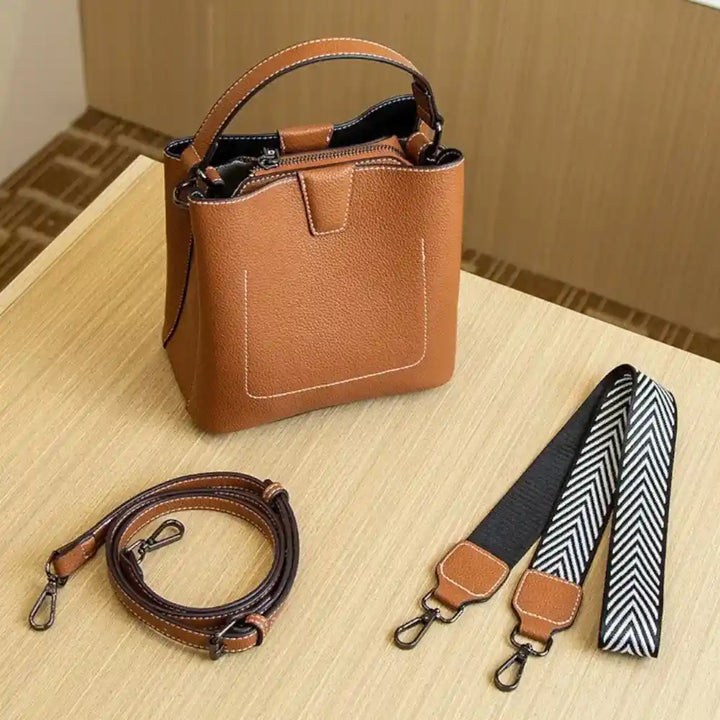 Sac seau simili cuir marron
