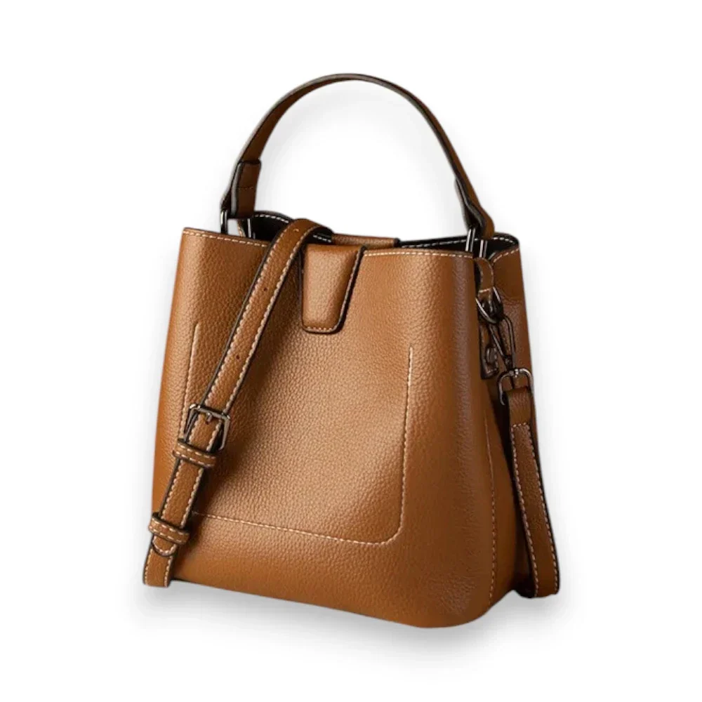 Sac seau simili cuir marron