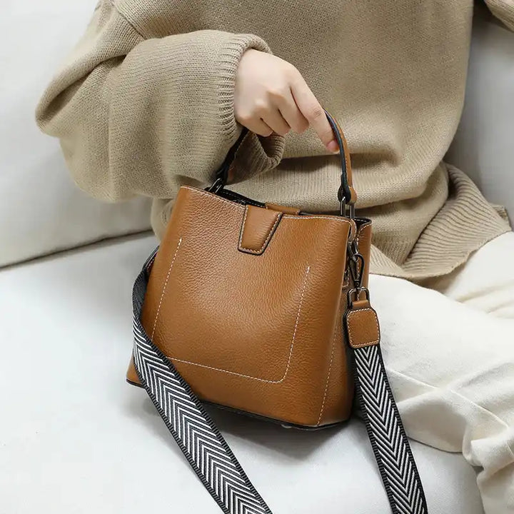 Sac seau simili cuir marron