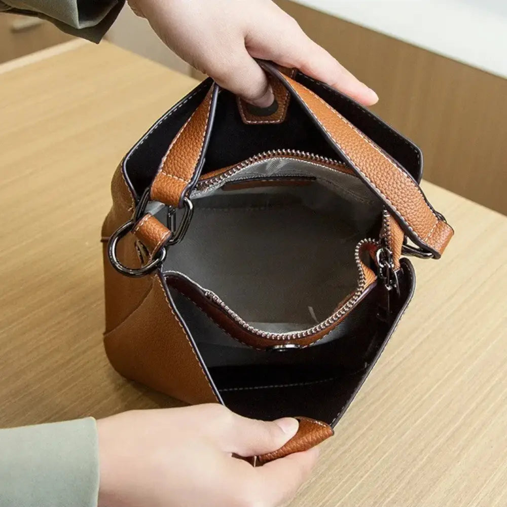 Sac seau simili cuir marron