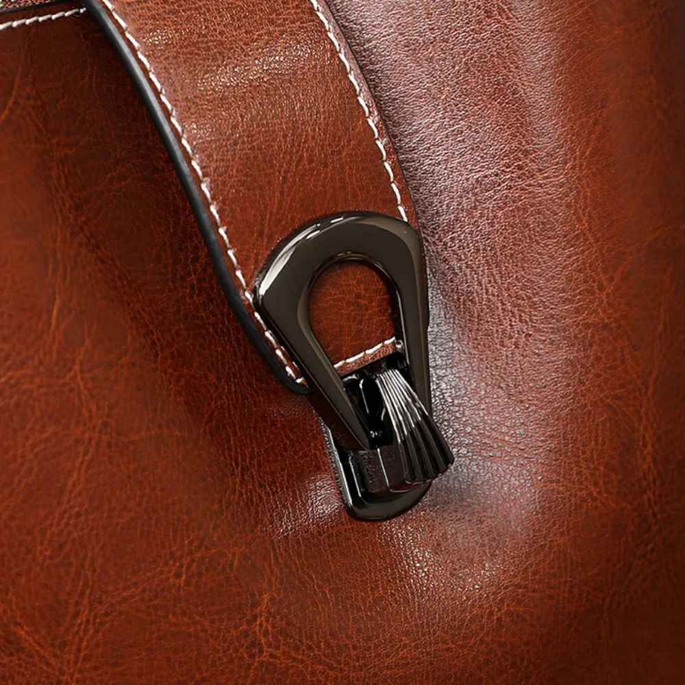 Sac seau femme en cuir ciré