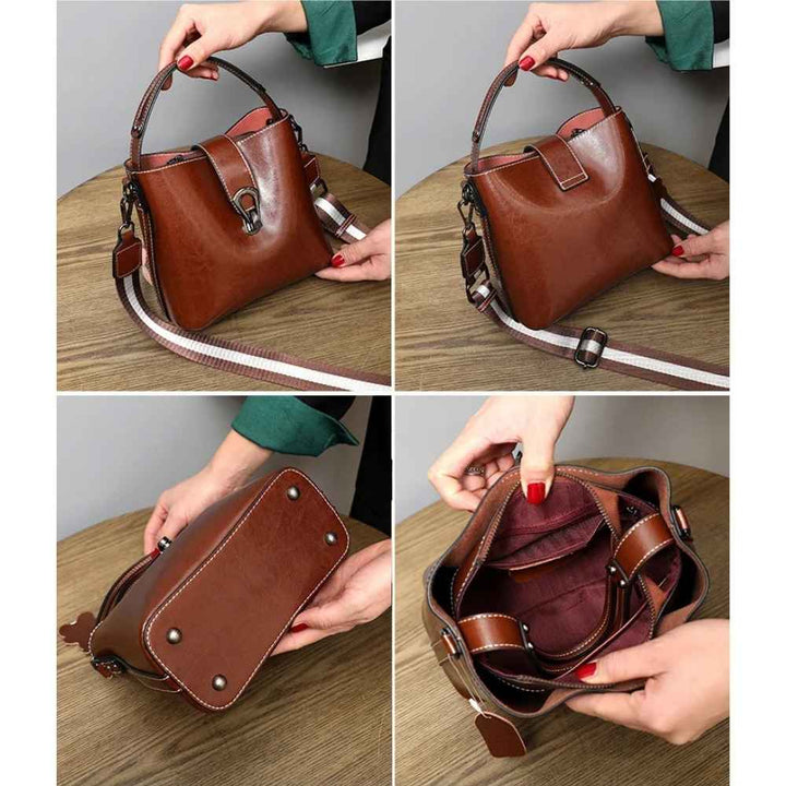 Sac seau femme en cuir ciré