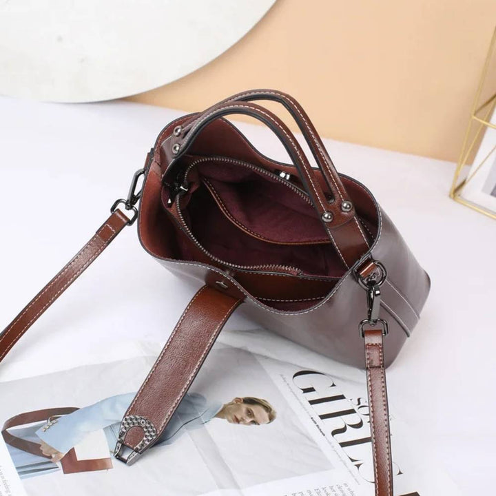 Sac seau femme en cuir ciré