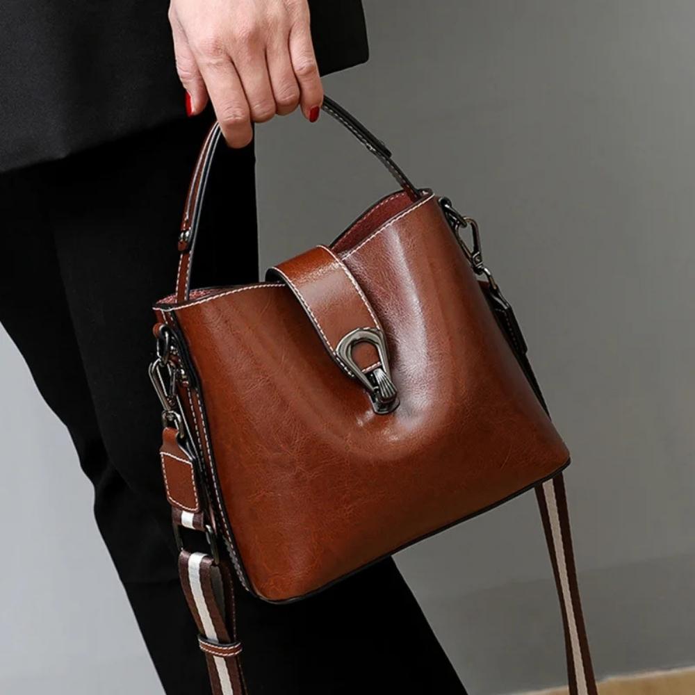 Sac seau femme en cuir ciré