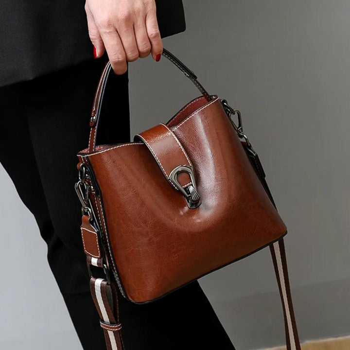Sac seau femme en cuir ciré