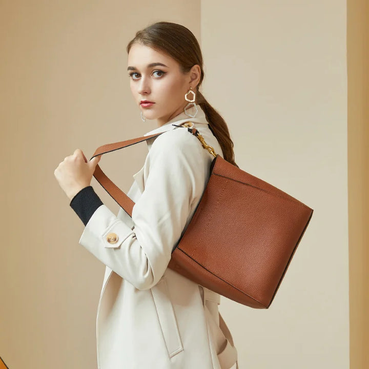 Sac seau femme en cuir de vachette