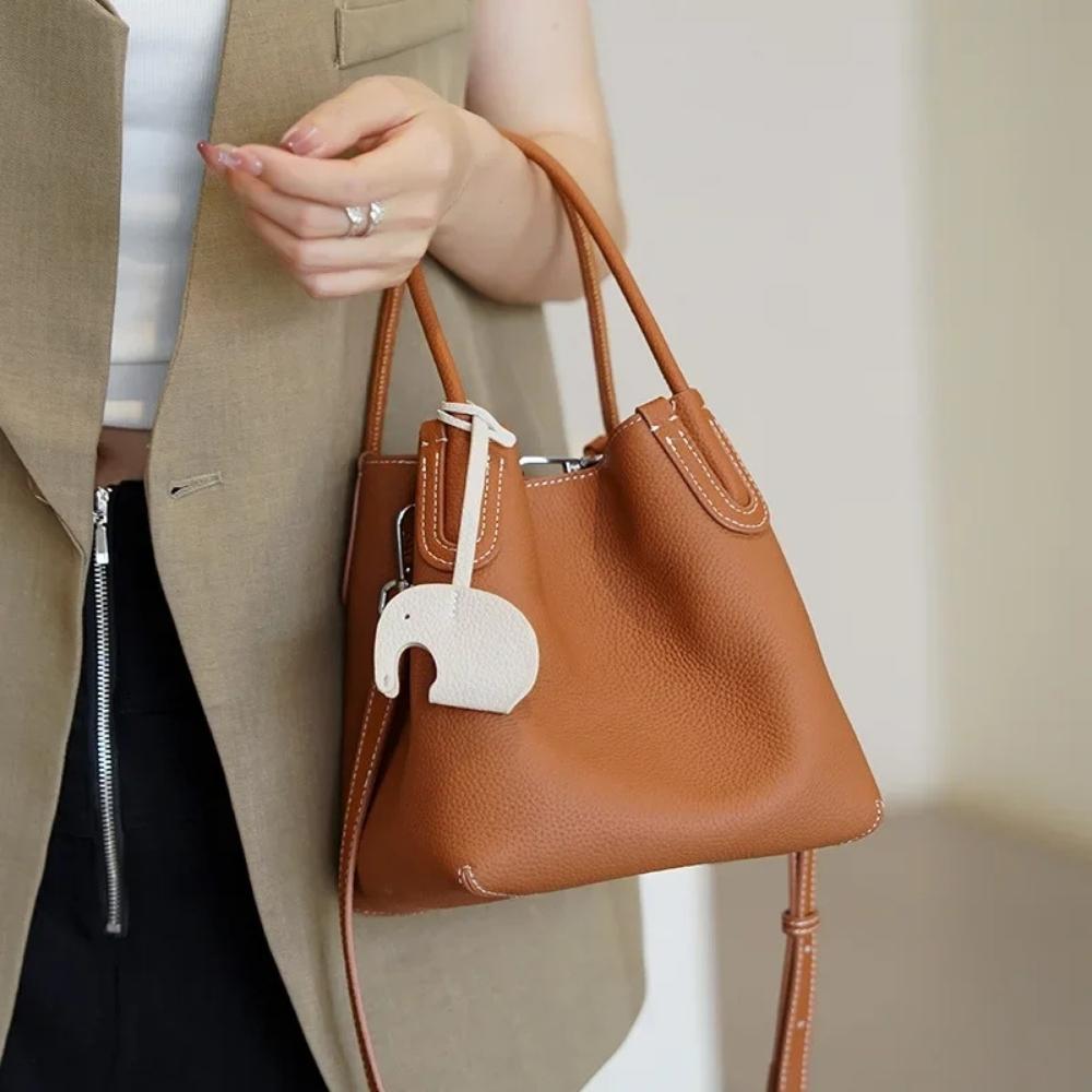Sac seau femme en cuir véritable