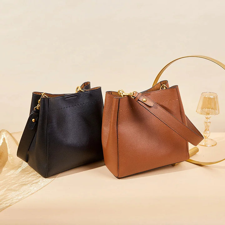 Sac seau femme en cuir de vachette